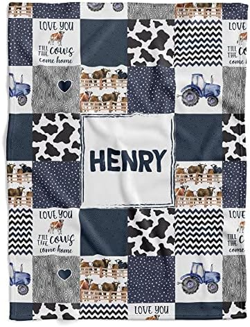 Personalized Cow Print Baby Blanket with Name