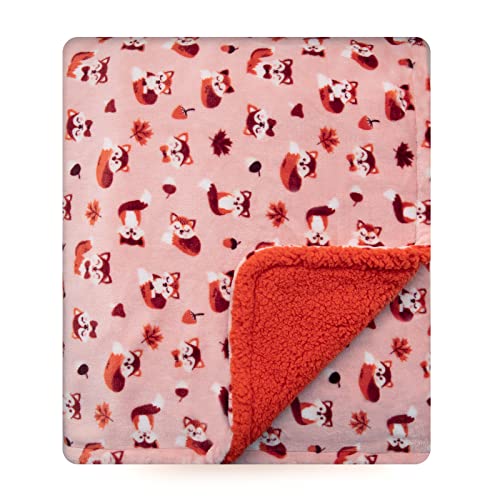 DaysU Plush Flannel Sherpa Baby Blanket with Fox Print 1