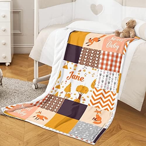 Munific Personalized Fox Baby Blanket with Name