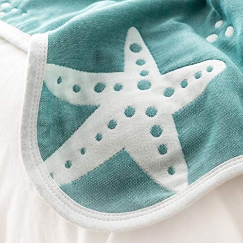 Coral Conch Starfish Shell Muslin Blanket Reversible 46x56
