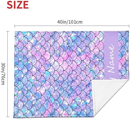 KILOWR Personalized Mermaid Scales Baby Blanket for Girls