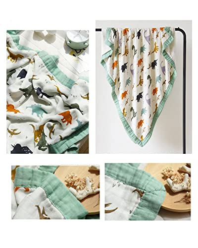 Little Jump Dinosaur Muslin Blanket - Soft Breathable and Cozy for Babies