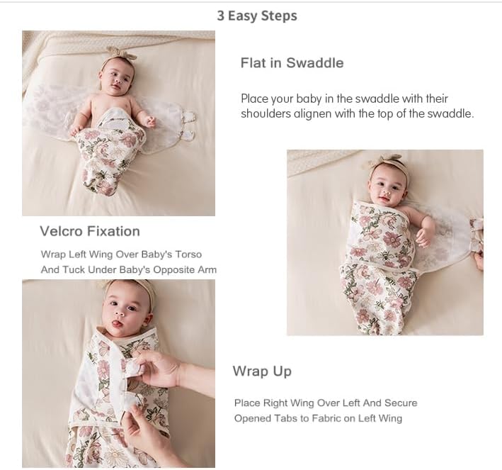 Insular Soft Cotton Swaddle Wrap 3 Pack for Newborn Infant