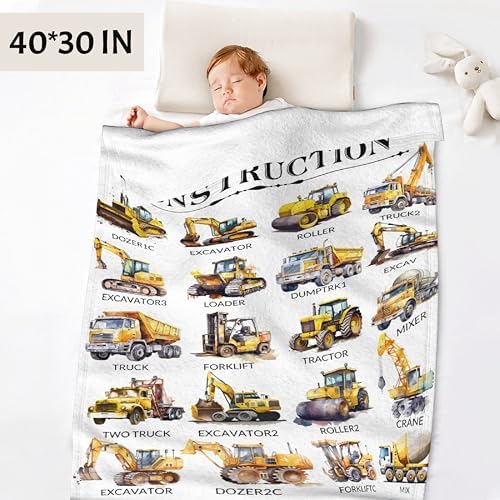 Truck Construction Equipment Flannel Blanket for Kids