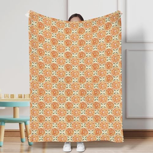 Cute Orange Flannel Baby Blanket for Nursery and Toddler