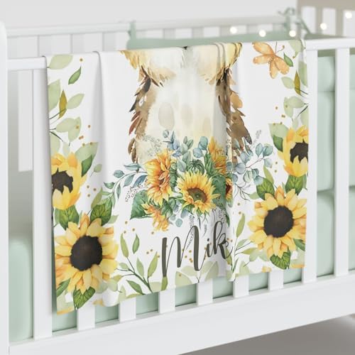Customized Baby Owl Sunflower Blanket with Name