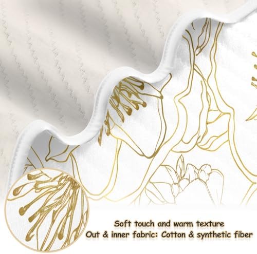 Wassud Elegant Flowers Gold Baby Blanket for Boys Girls