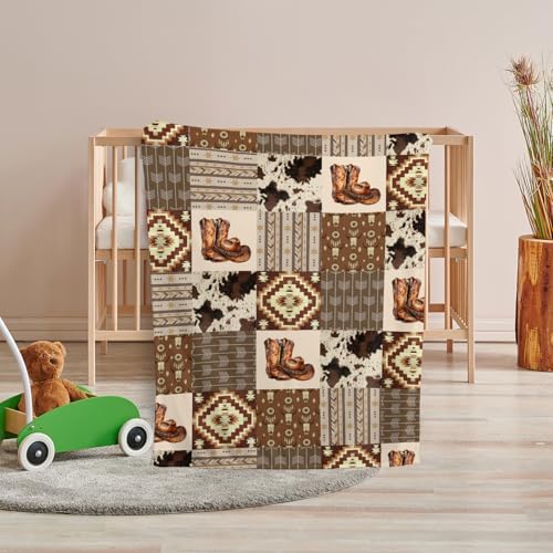Western Blanket for Baby 30x40 Inches Cowboy Bedding