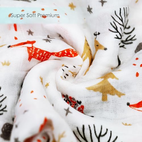 upsimples Swaddle Blanket Set of 4 - Fox Elephant Giraffe Dinosaur