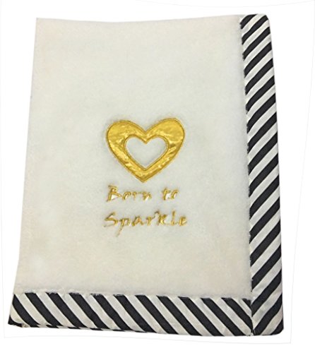 Bacati Love Unisex Born to Sparkle Embroidered Plush Blanket Black Gold
