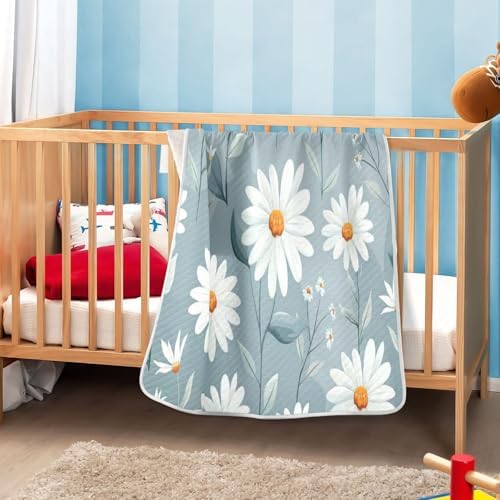 YJMYDDZ Baby Blanket with White Flowers 30x40 Inch