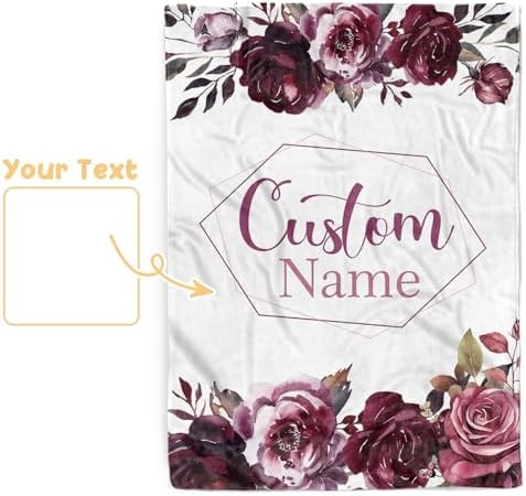 Personalized Baby Blanket with Name - Purple Flowers Flannel Double Layer 47x60