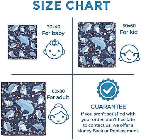Hyturtle Personalized Baby Blanket - Dolphin Design for Newborns