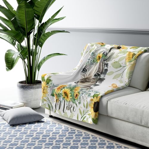 Customized Zebra Sunflower Baby Blanket with Name