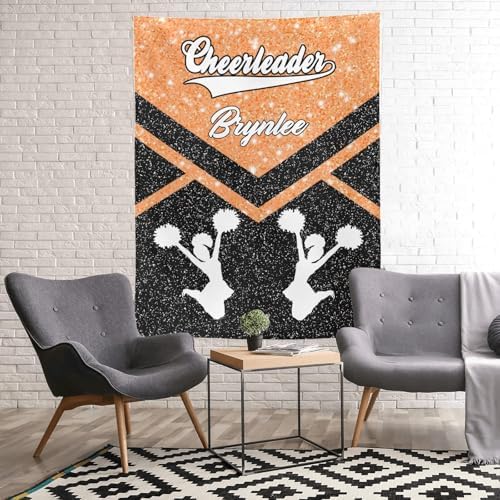 Custom Cheer Orange Baby Blanket with Name for Newborn