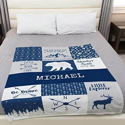 Toyshea Personalized Woodland Baby Blanket with Deer Design