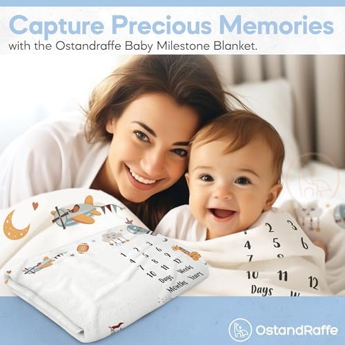 OSTANDRAFFE Monthly Baby Milestone Blanket for Boy