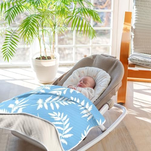 YJMYDDZ Baby Blanket with White Leaves 30x40 Inch Soft Breathable Nursery Bed Blanket