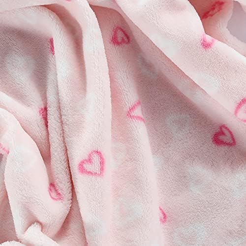 CREVENT 30 x 40 Cozy Plush Fluffy Warm Fleece Blanket - Pink Heart