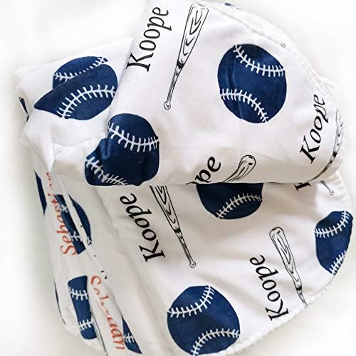 NICTIMEID Custom Baby Name Sherpa Blanket for Boy Baseball Pattern 30x47