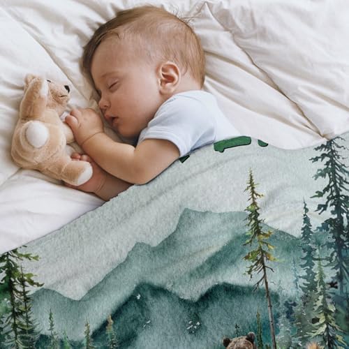 Zocoshi Personalized Mountain Forest Baby Blanket with Custom Name