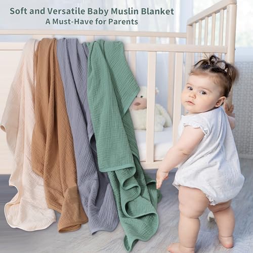 GUNTAIL Muslin Swaddle Blankets 2 Pack Beige Coffee