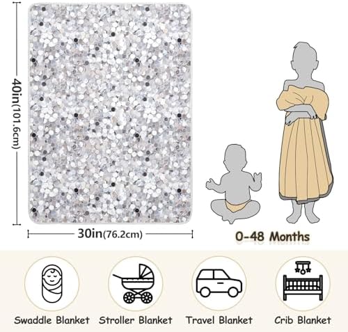Wassud White Sequins Baby Blanket 30x40 in