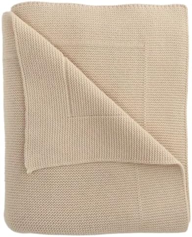 Huxie Knitted Organic Cotton Baby Blanket Swaddle 30x40 Fog