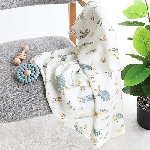 LifeTree Baby Swaddle Blanket 47 x 47 Sea Turtle Print