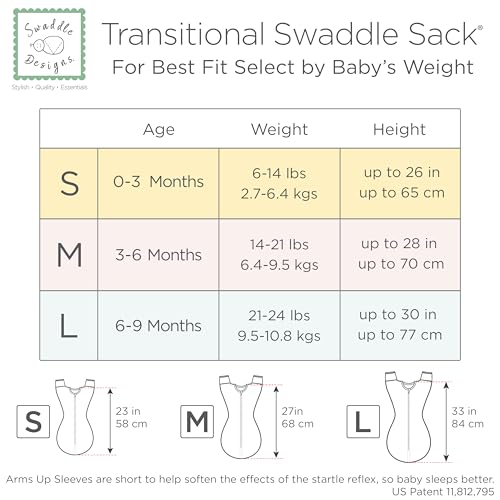 SwaddleDesigns Transitional Swaddle Sack 0-3 Months Heathered Oatmeal