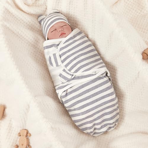 3-Pack Organic Baby Swaddle Sleep Sacks - Newborn 0-3 Months Grey