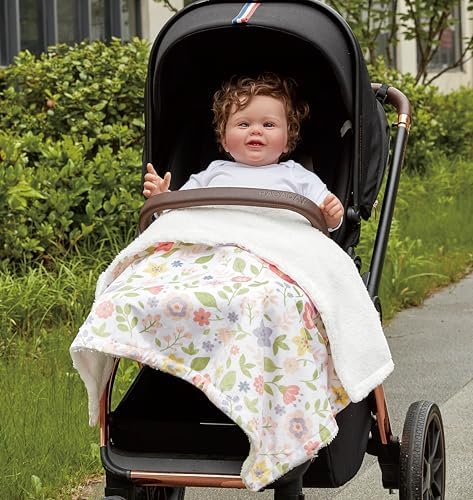 CREVENT 30X40 Daisy Baby Blanket with Fluffy Sherpa