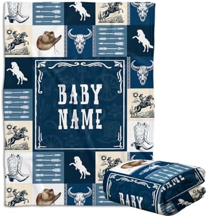 Personalized Western Baby Blanket for Boys Custom Name Cozy Family Gift