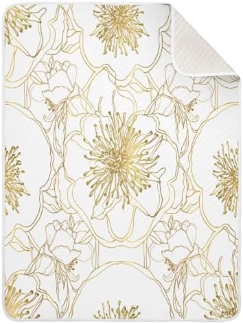 Wassud Elegant Flowers Gold Baby Blanket for Boys Girls