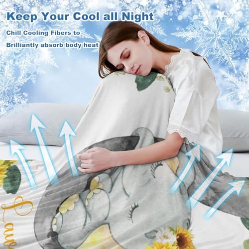 Deven Sleepy Elephant Sunflower Cooling Blanket for Toddler 1