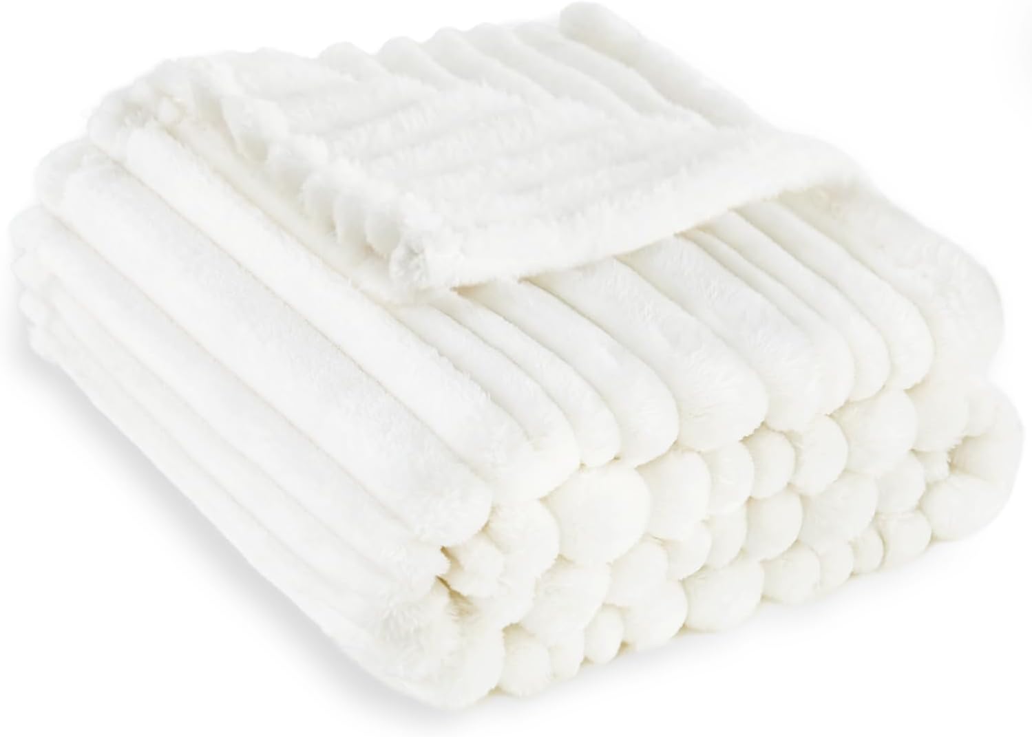 HOMRITAR White 30x40 Baby Blanket with Striped Design