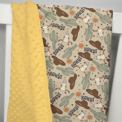 Mink Baby Blanket with Dotted Backing and Neon Pattern