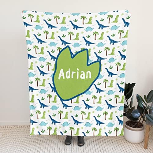 Personalized Dinosaur Blanket with Name for Kids