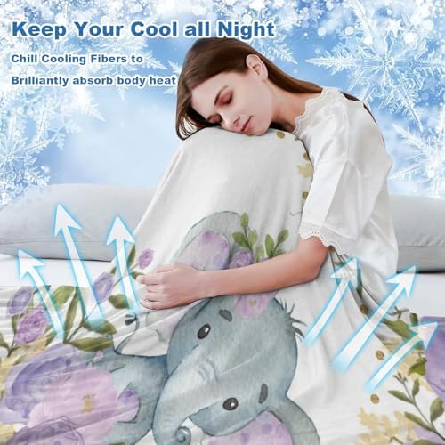 Deven Purple Elephant Cooling Blanket for Toddler