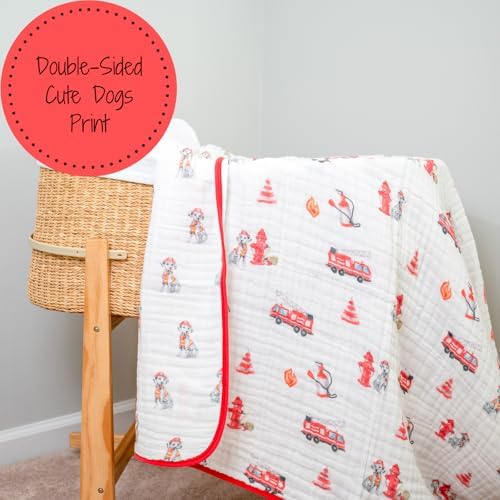 LollyBanks Dogs Print Muslin Baby Blanket 6 Layers 47x47