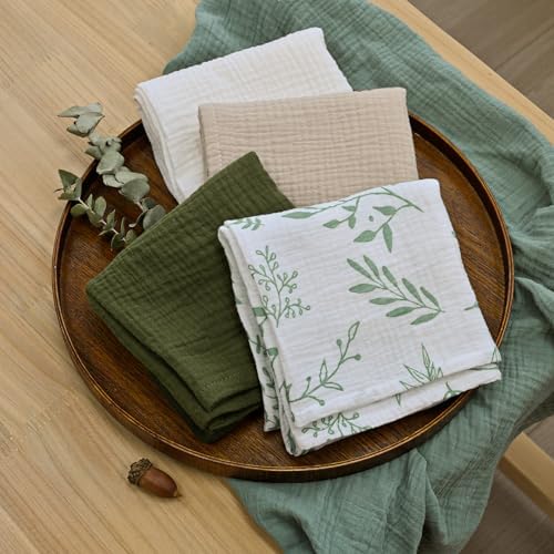 LYRICHOM Muslin Swaddling Blankets 5 Pack Neutral for Newborn Boys Girls