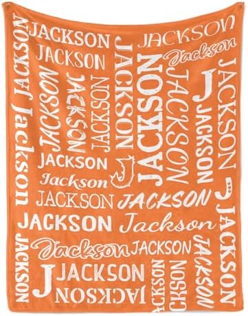 Deven Name Text Orange Baby Blanket - Custom Soft Swaddle 30x40