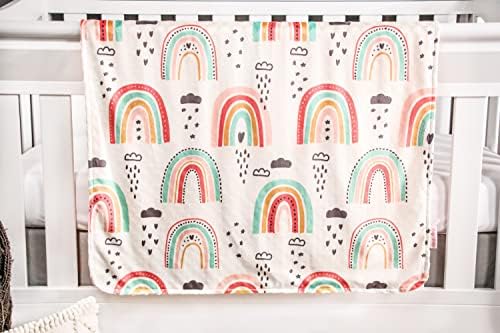 Top Tots Deluxe Minky Baby Blanket - Boho Rainbows 40 x 29 Inch Peach