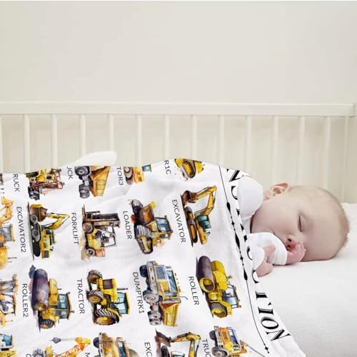Truck Construction Equipment Flannel Blanket for Kids