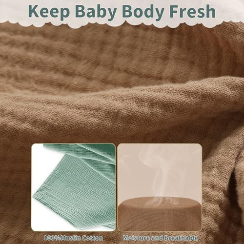 GUNTAIL Muslin Swaddle Blankets 2 Pack Beige Coffee