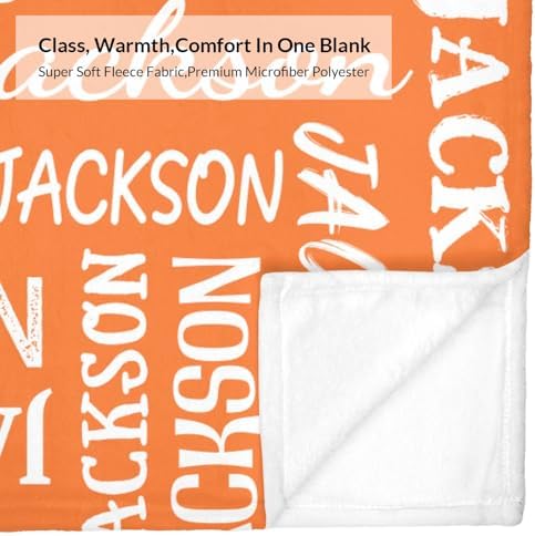 Deven Name Text Orange Baby Blanket - Custom Soft Swaddle 30x40