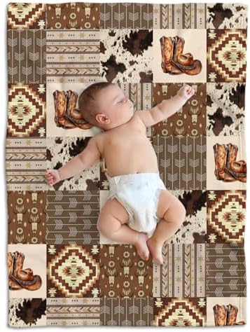 Western Blanket for Baby 30x40 Inches Cowboy Bedding