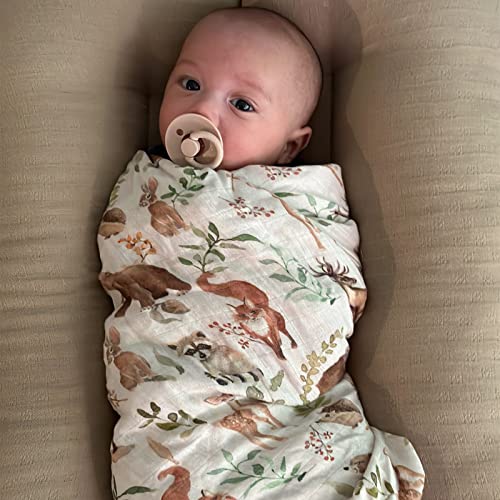 LifeTree Muslin Swaddle Blankets 47x47in Woodland Pattern