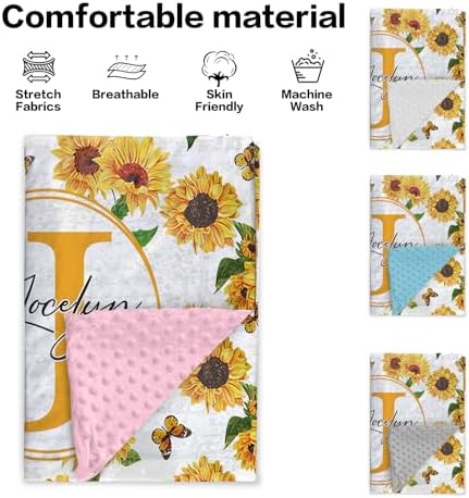 Personalized Baby Blanket with Name - Yellow Flowers Pattern