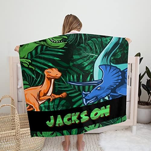 Personalized Dinosaur Name Fleece Blanket for Kids